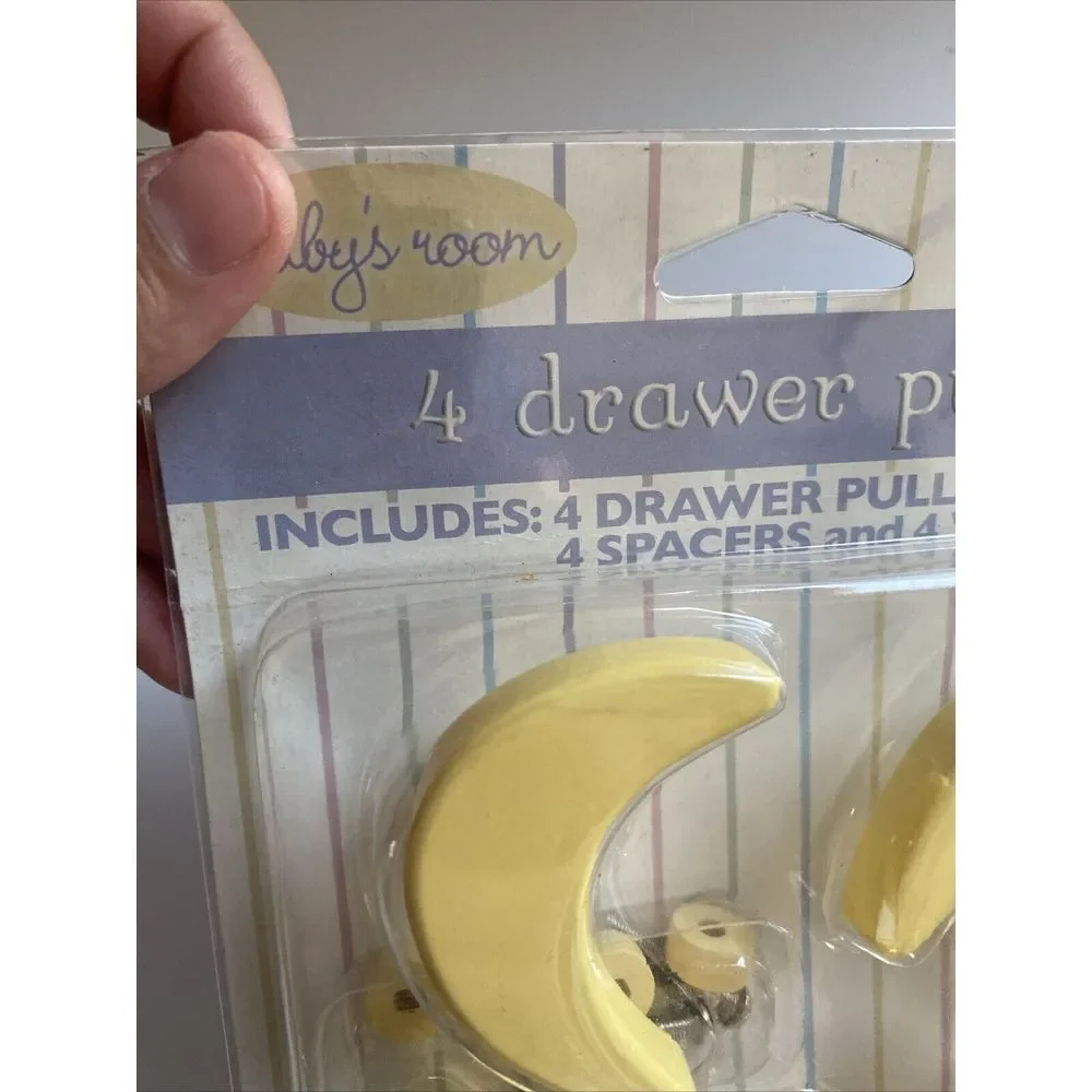 4 Drawer Knobs -Drawer Pulls- YELLOW MOONS - Perfect in Your‎ Baby's Room